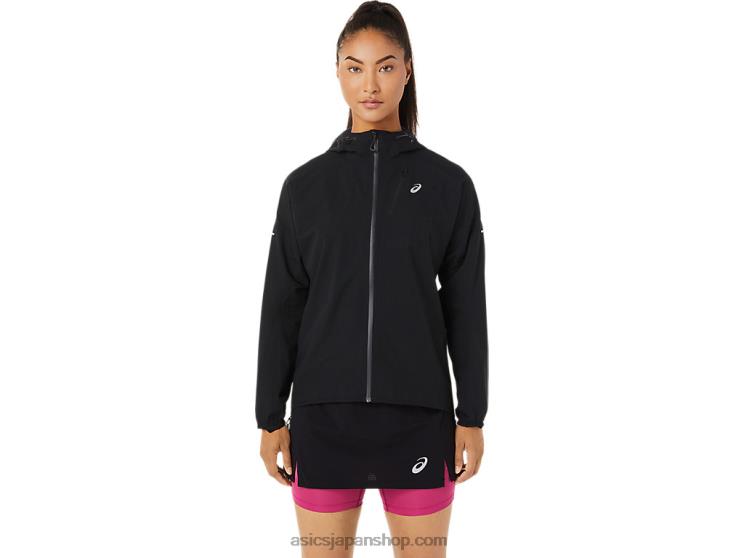 女性用フジトレイル防水ジャケット L20V3482Asics パフォーマンスブラック