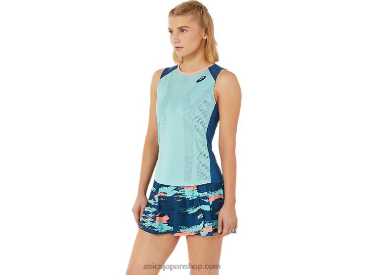 女性用マッチタンク L20V3495Asics オアシスグリーン/ライトインディゴ