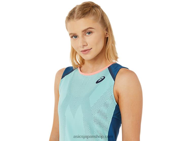 女性用マッチタンク L20V3495Asics オアシスグリーン/ライトインディゴ
