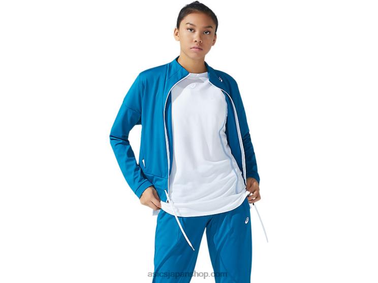 女性用テニスジャケット L20V3781Asics ディープシーティール/ブリリアントホワイト