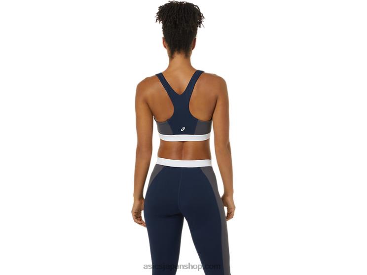 女性用の新しい強力な再利用ブラジャー L20V3828Asics ピーコート/ピードモントグレー/ホワイト