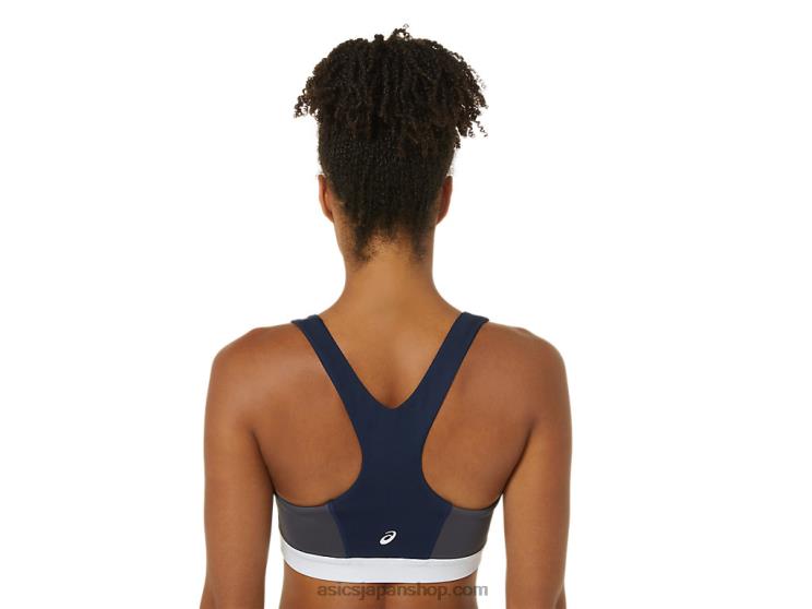 女性用の新しい強力な再利用ブラジャー L20V3828Asics ピーコート/ピードモントグレー/ホワイト