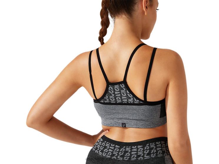 女性のクロップドロゴシームレスブラジャー L20V3928Asics パフォーマンスブラック/グラファイトグレー