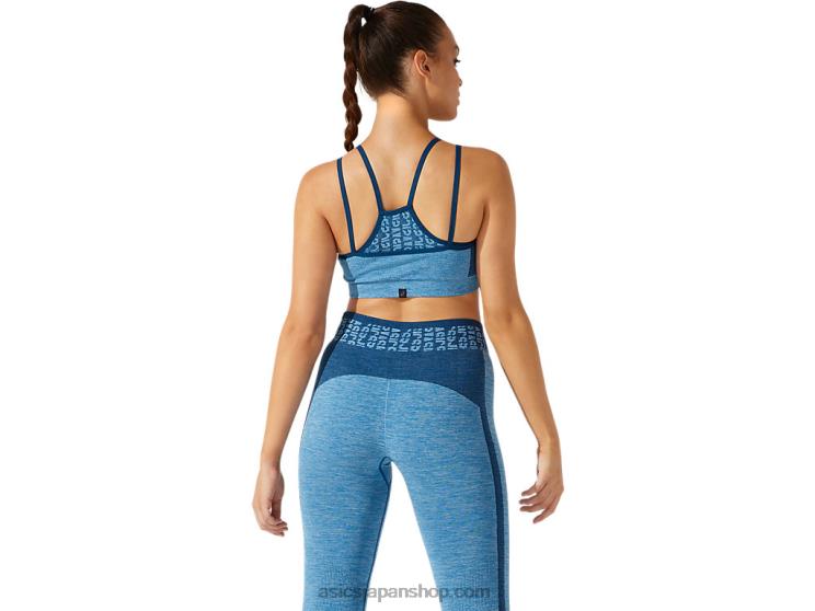 女性のクロップドロゴシームレスブラジャー L20V3941Asics リボーンブルー/マコブルー