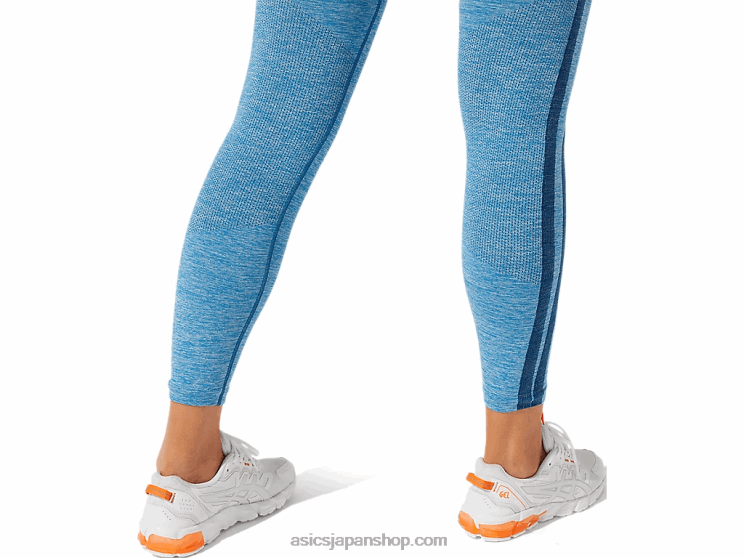 女性のクロップドロゴシームレスタイト L20V3947Asics リボーンブルー/マコブルー