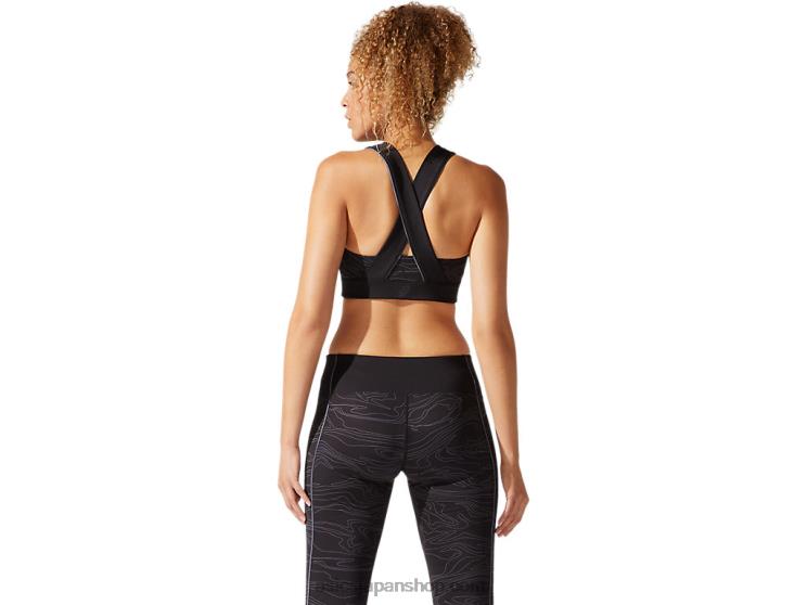 女性用パイピンググラフィックブラ L20V4022Asics パフォーマンスブラック/キャリアグレー