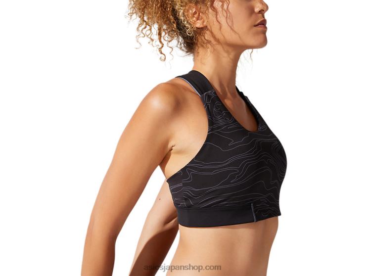 女性用パイピンググラフィックブラ L20V4022Asics パフォーマンスブラック/キャリアグレー