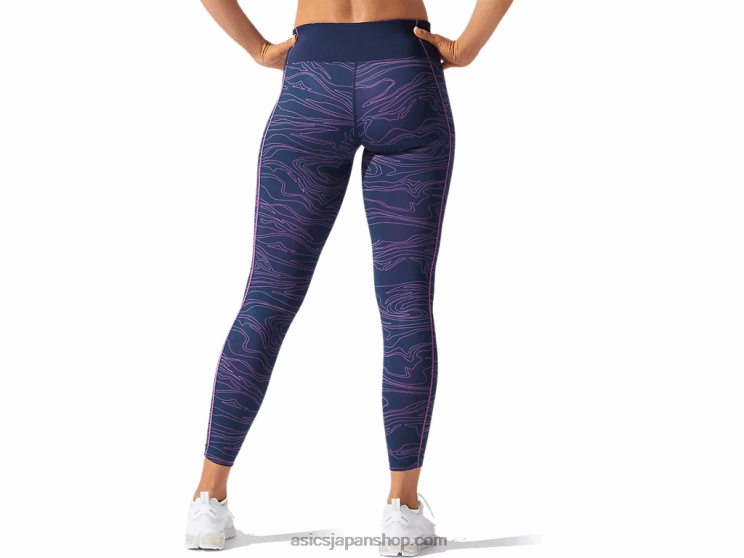 女性用パイピンググラフィックタイト L20V4033Asics フレンチブルー/デジタルグレープ
