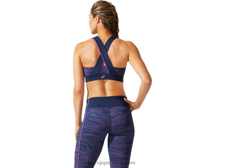 女性用パイピンググラフィックブラ L20V4055Asics フレンチブルー/デジタルグレープ