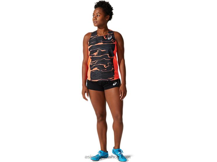 女性用ライトメッシュシングレット L20V4062Asics フラッシュコーラル