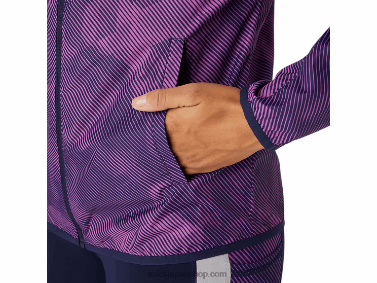 レディースパッカブルジャケット L20V4100Asics デジタルグレーププリント/ピーコート