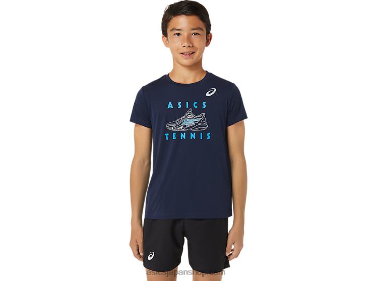 キッズテニスグラフィック半袖トップ L20V4231Asics 夜中