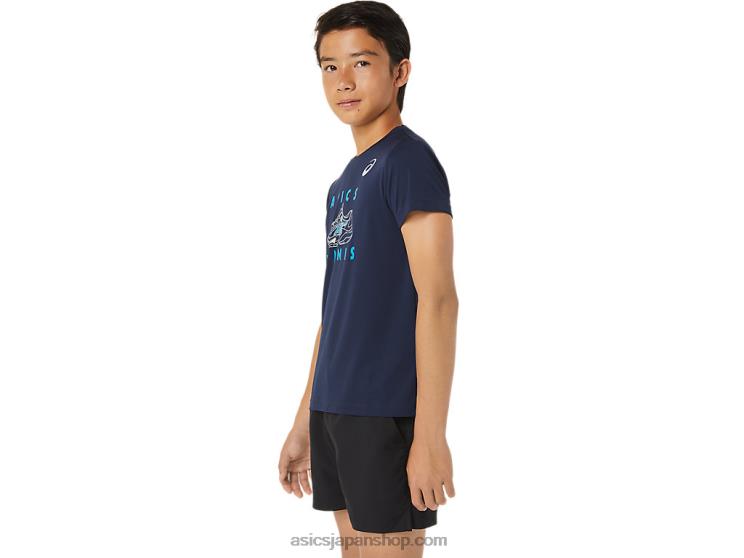 キッズテニスグラフィック半袖トップ L20V4231Asics 夜中