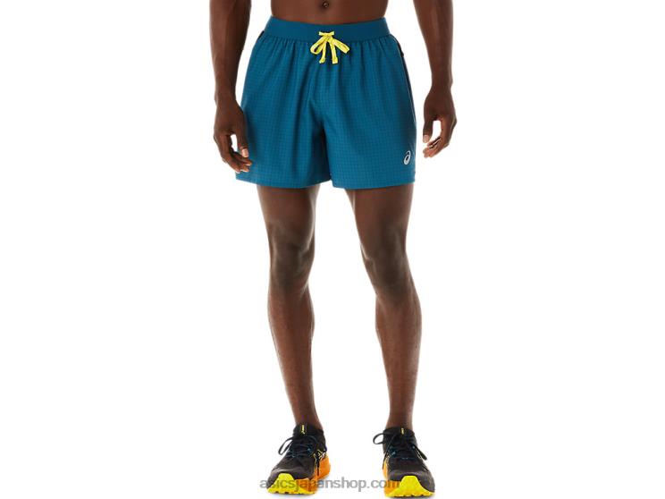 メンズ フジトレイル ロゴ ショートパンツ L20V479Asics インクティール/ゴールデンイエロー