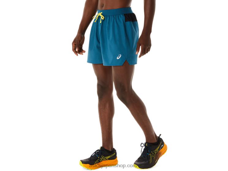 メンズ フジトレイル ロゴ ショートパンツ L20V479Asics インクティール/ゴールデンイエロー