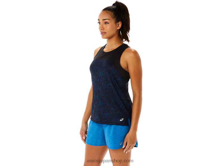 女性用 PR ライト ラン タンク L20V3486Asics ナイトシェード/レイクドライブプリント