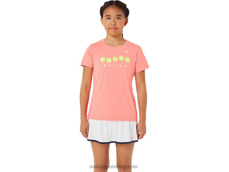 キッズテニスグラフィックTシャツ L20V4237Asics グアバ