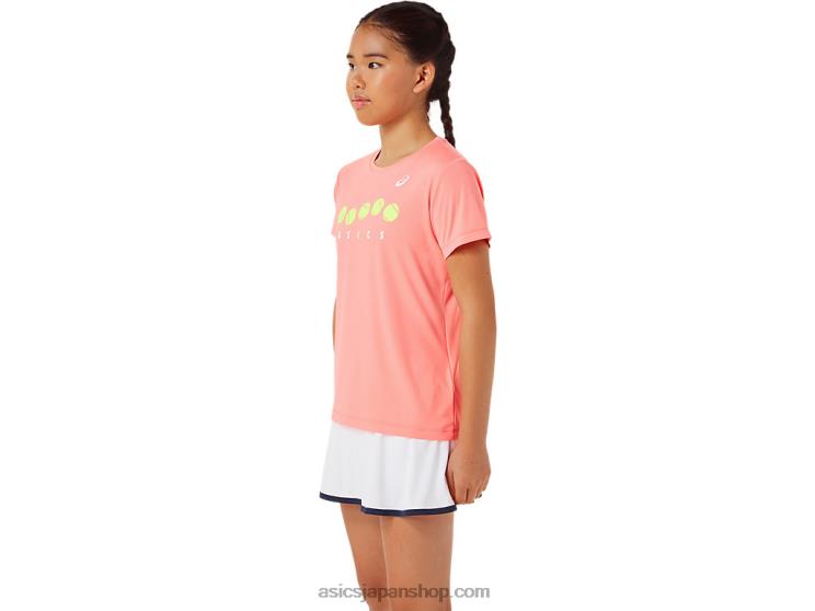 キッズテニスグラフィックTシャツ L20V4237Asics グアバ