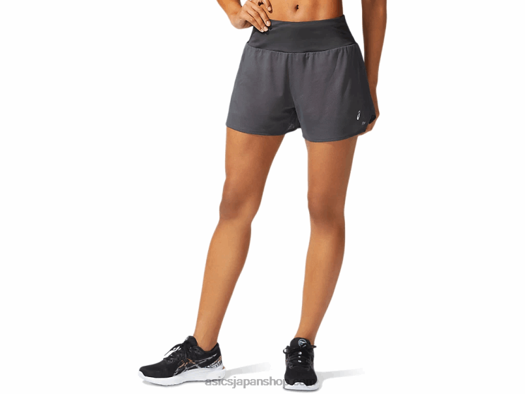 女性用ベンチレート 2-n-1 3.5 インチ ショート L20V3975Asics グラファイトグレー/ピーチペタル