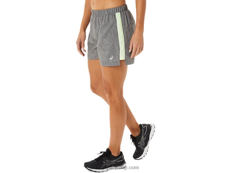 女性用レディセット 3インチショート L20V2893Asics ダークグレーヘザー/イエロー