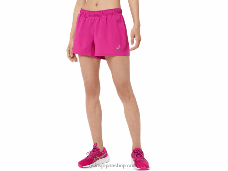 レディース シルバー 4インチ ショート L20V3580Asics フクシアレッド