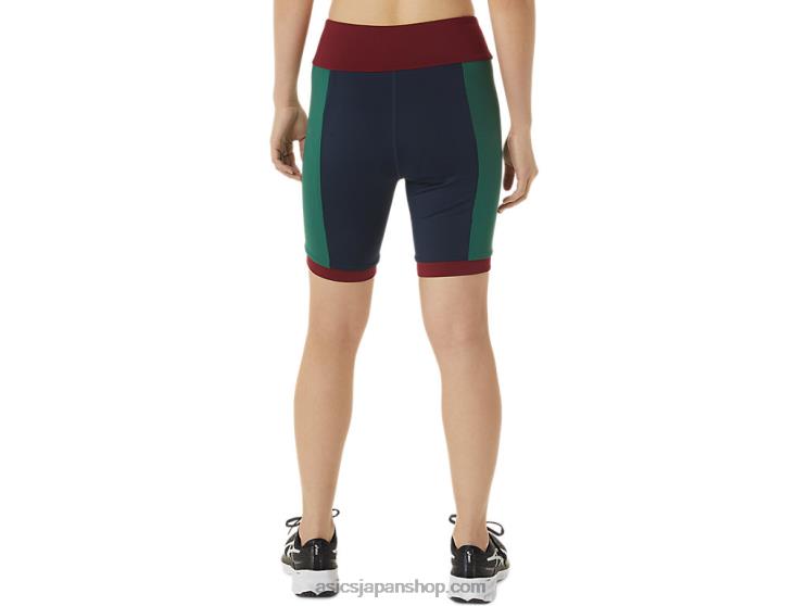 女性用の新しい強力な再利用バイカー L20V3368Asics ネイビー/カーディナル/フォレスト
