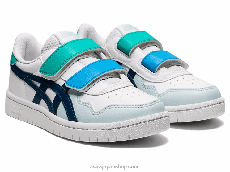 日本のプリスクール L20V4540Asics ホワイト/マコブルー