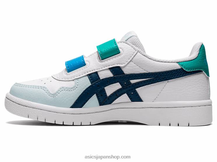 日本のプリスクール L20V4540Asics ホワイト/マコブルー