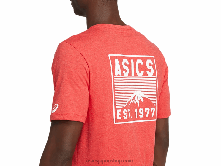 フジ 1977 T シャツ L20V2082Asics クラシックなレッドヘザー