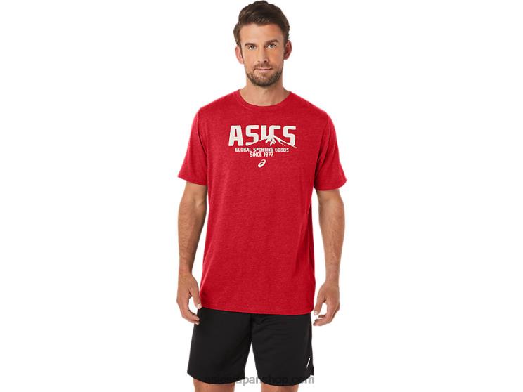 1977 マウンテン T シャツ L20V21Asics クラシックなレッドヘザー