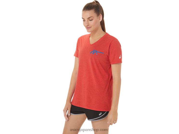女性用 1977 ヘリテージ アメリカーナ V ネック L20V2821Asics クラシックなレッドヘザー