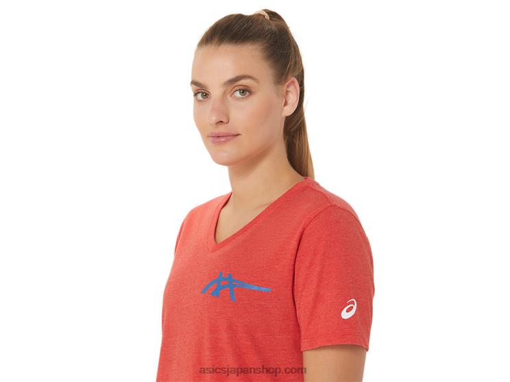 女性用 1977 ヘリテージ アメリカーナ V ネック L20V2821Asics クラシックなレッドヘザー