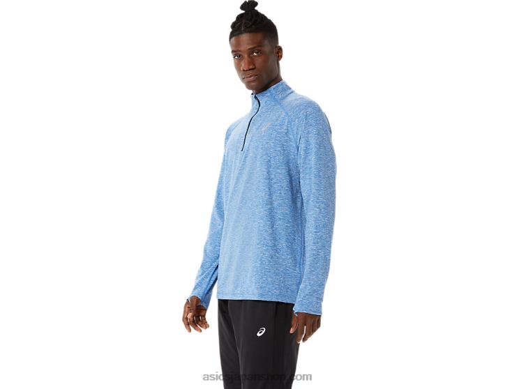 メンズトレインサナ1/2ジップ L20V1470Asics レイクドライブヘザー/フレンチブルー