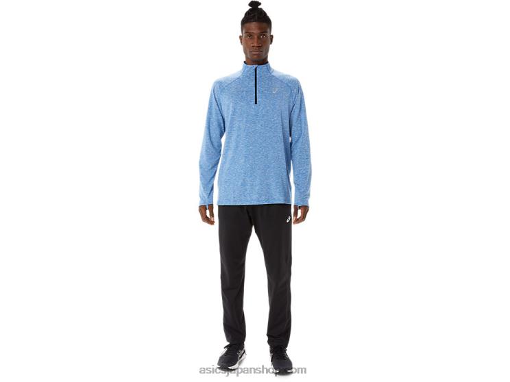 メンズトレインサナ1/2ジップ L20V1470Asics レイクドライブヘザー/フレンチブルー