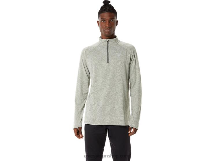 メンズトレインサナ1/2ジップ L20V1477Asics 地衣類の緑のヘザー