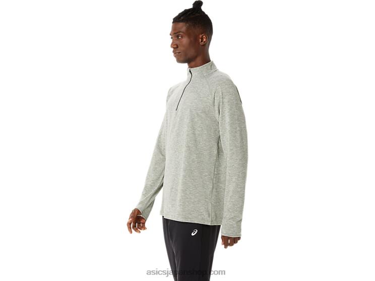 メンズトレインサナ1/2ジップ L20V1477Asics 地衣類の緑のヘザー
