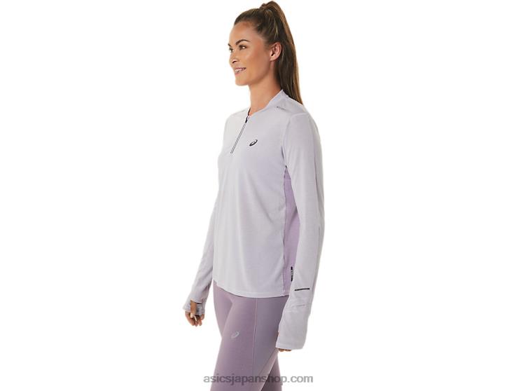 女性のメタラン 1/2 ジップ長袖トップ L20V2480Asics ダスクバイオレット/バイオレットクォーツ