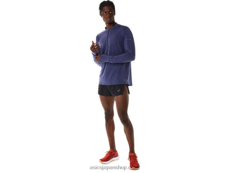 メンズメタラン 1/2 ジップ長袖トップ L20V278Asics インディゴブルー