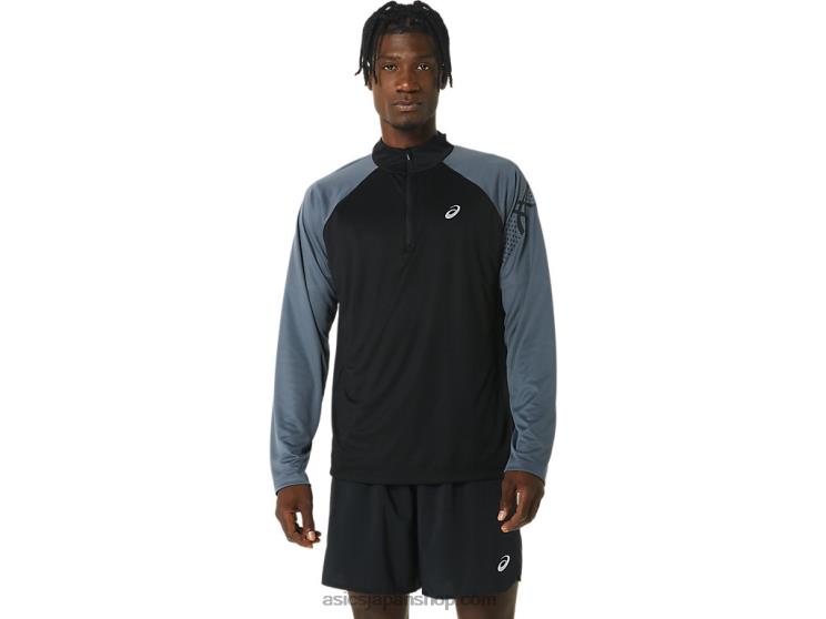 メンズアイコン長袖1/2ジップ L20V463Asics パフォーマンスブラック/キャリアグレー