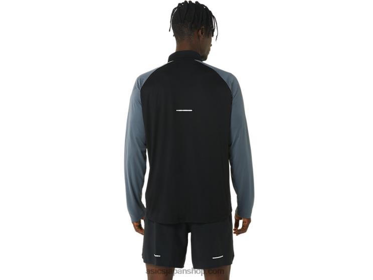 メンズアイコン長袖1/2ジップ L20V463Asics パフォーマンスブラック/キャリアグレー