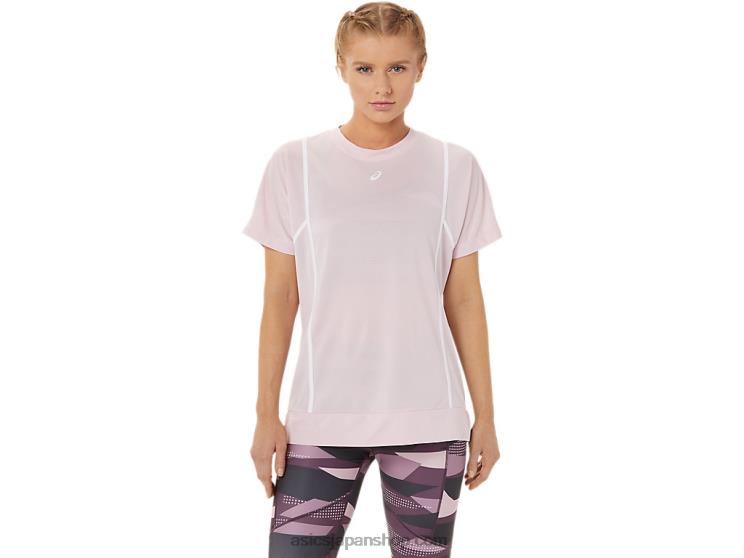女性の新しいストロング 92 半袖トップ L20V3269Asics かろうじてローズ/ブリリアントホワイト