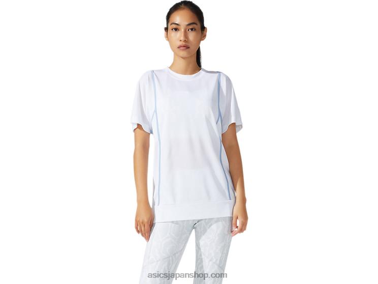 女性の新しいストロング 92 半袖トップ L20V3790Asics ブリリアントホワイト/ミスト