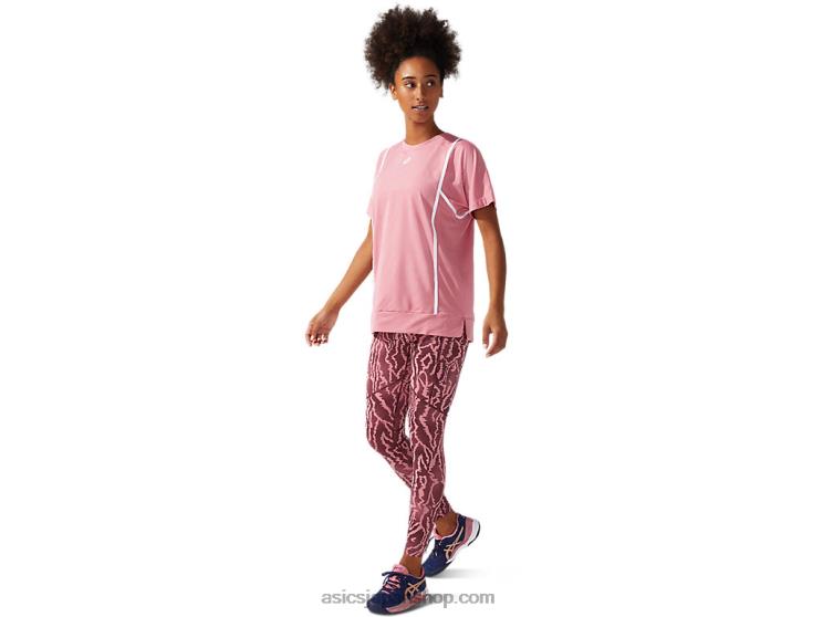 女性の新しいストロング 92 半袖トップ L20V3817Asics スモーキーローズ/ブリリアントホワイト