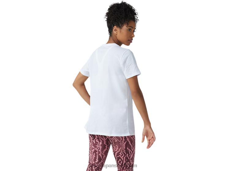 女性の新しいストロング 92 グラフィック T シャツ L20V3782Asics ブリリアントホワイト/ブレイジングコーラル