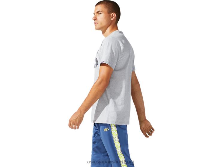 メンズジャージフォイルBL半袖Tシャツ L20V1897Asics ピエモンテグレーヘザー