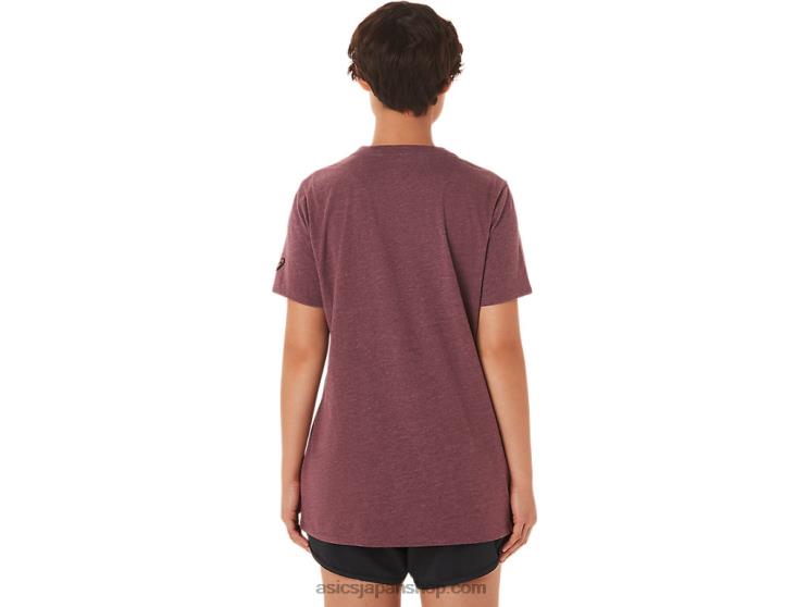 女性用半袖 EST 1977 V ネック T シャツ L20V3421Asics 深火星のヘザー