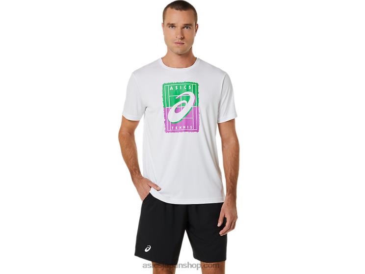 メンズコートGSグラフィックTシャツ L20V525Asics 鮮やかな白