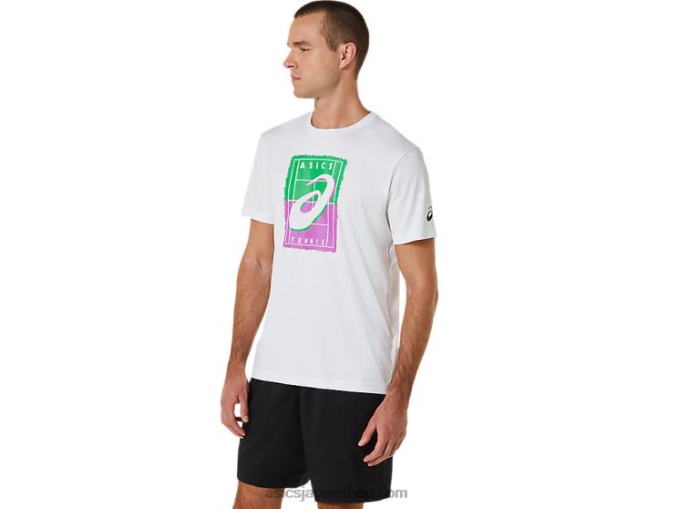 メンズコートGSグラフィックTシャツ L20V525Asics 鮮やかな白
