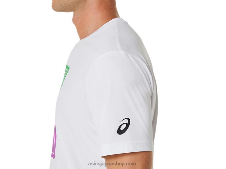 メンズコートGSグラフィックTシャツ L20V525Asics 鮮やかな白