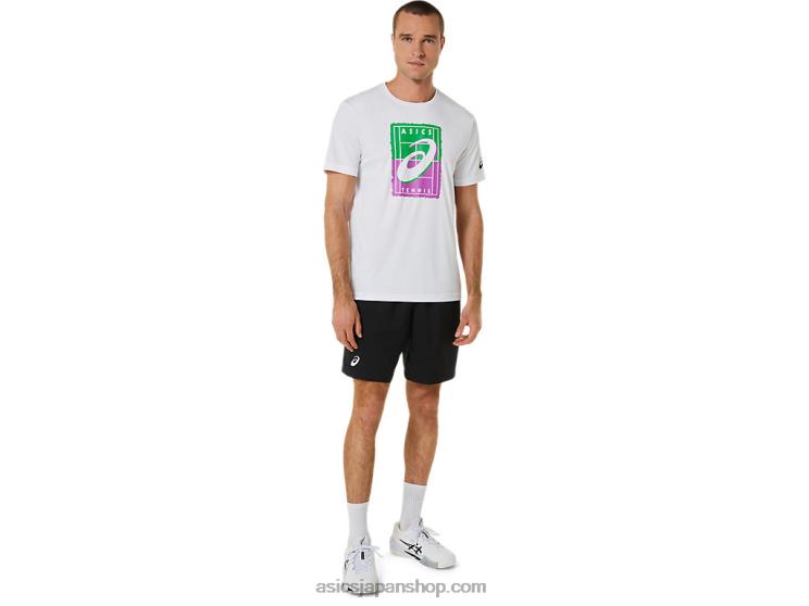 メンズコートGSグラフィックTシャツ L20V525Asics 鮮やかな白